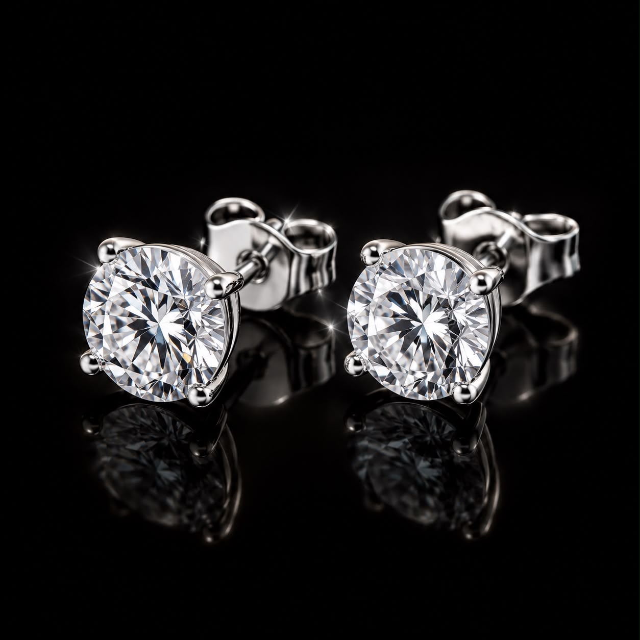 Classic Round Solitaire Stud Earrings